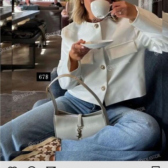 ZARA GOLD BUTTON CROPPED BLAZER - Picture 14 of 15